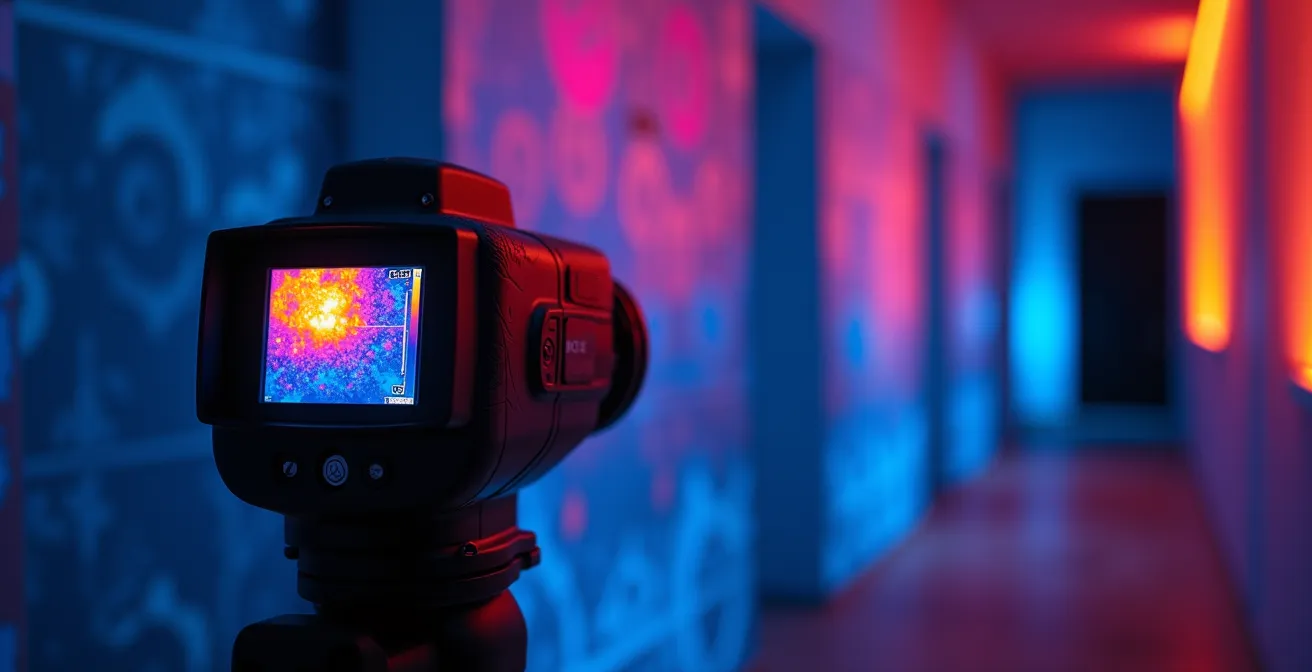 Caméra thermique révélant les zones de déperdition de chaleur sur une façade